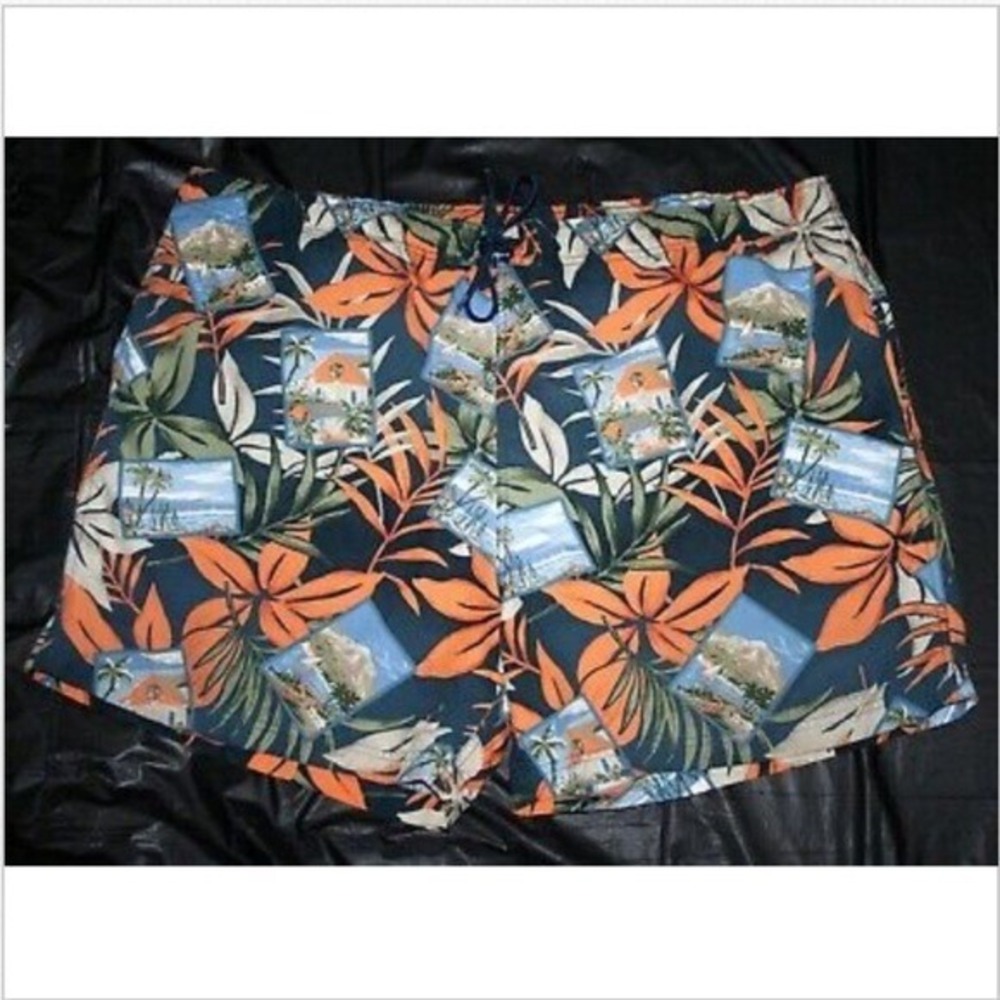 Nautica Mens Swim Trunks Shorts Swimwear Tropical Floral Hawaiian Size 1X